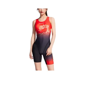 ZOKE One-Piece Swimsuits Women's Black Gold China Dragon With Pad