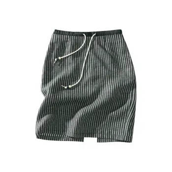 SINGLE MOMENT Casual Short Skirts Women's Black White Stripes