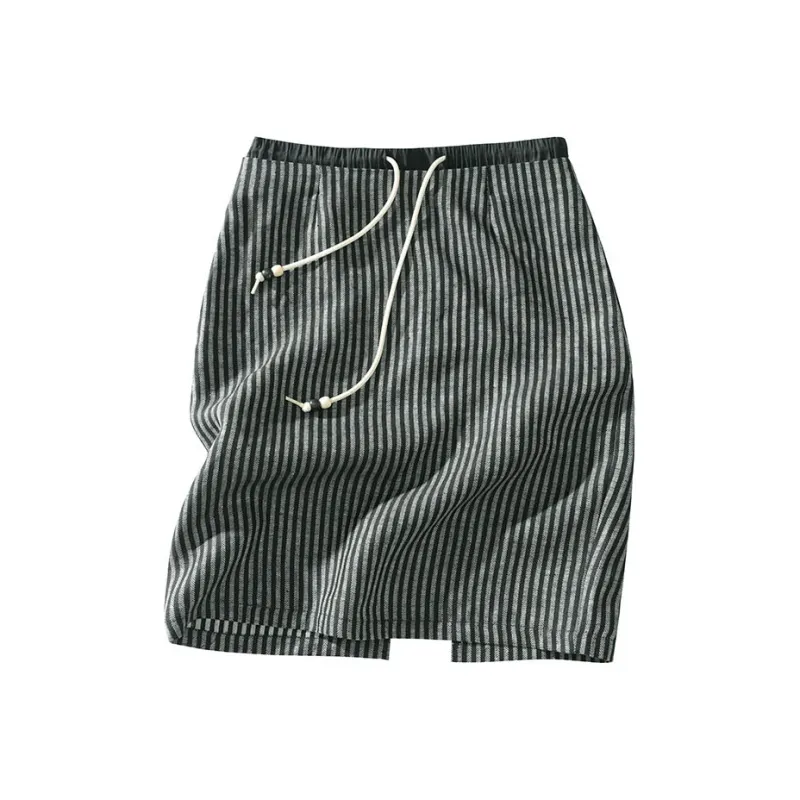SINGLE MOMENT Casual Short Skirts Women's Black White Stripes-0