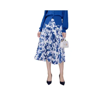 BBLLUUEE Casual Long Skirt Women's Deep Blue Butterfly