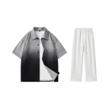 Clothing Sets (Gray Black Shirt+White Heather Gray Casual Pants)