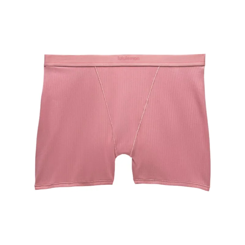 Lululemon Ribbed Stretch Cotton Logo Super High Rise Shortie Underwear Underpants Women's Decoration Pink Deco Pink-0