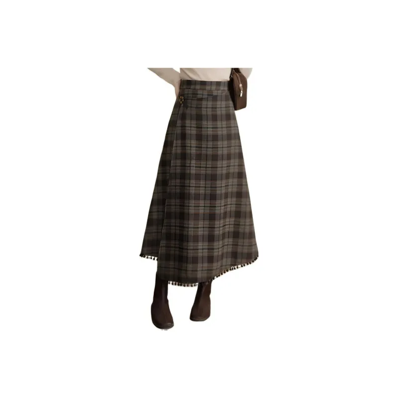Alxnan Casual Long Skirts Women's Green-0