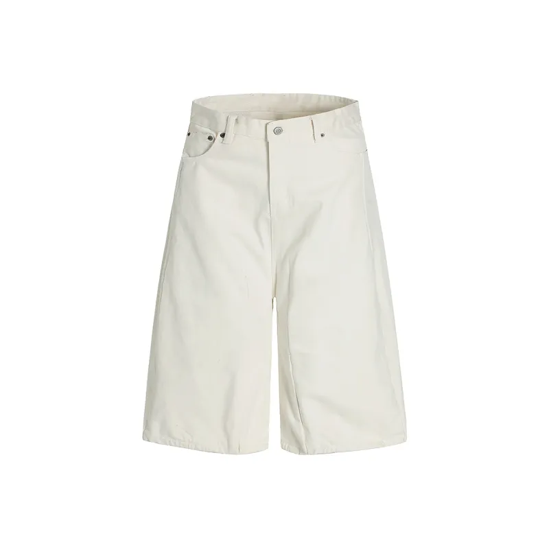 GBXM Denim Shorts Unisex Symplocaceae White-0