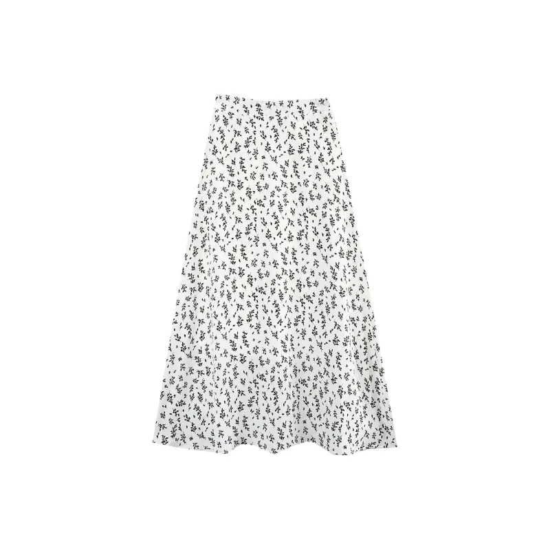 A Paradise For Awakening Casual Long Skirt Women's Beige With Pink Floral-14