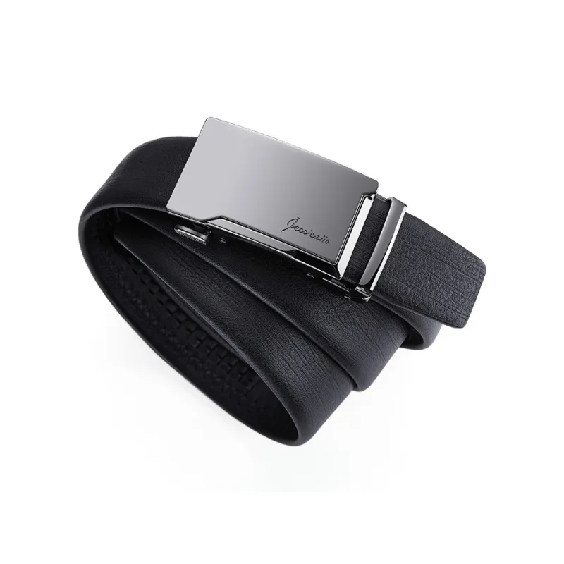 Jeccieziio Top Grain Cow Leather Belts Men's Gunmetal Width 3.5cm, Writing A Greeting Card, Printing Photos-4