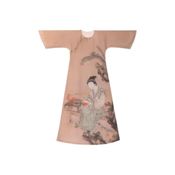 YICHENGFENGXU Cheongsam Women's Lady Figure Print Loose Sleeves Collarless