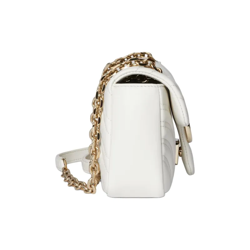 GUCCI GG Marmont Lambskin Shoulder Bag Trumpets Women's White-2
