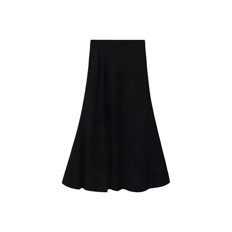 Alxnan Casual Long Skirts Women's Black-0