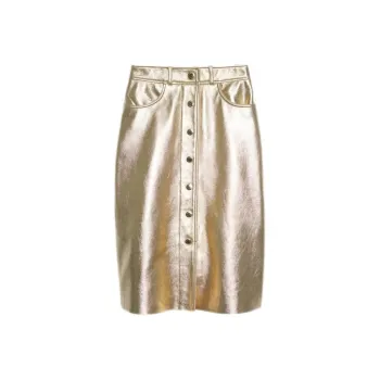 Sandro Leather Short Skirts Women's Gold