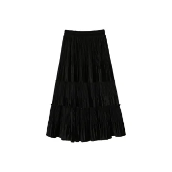 Alxnan Casual Long Skirts Women's Black