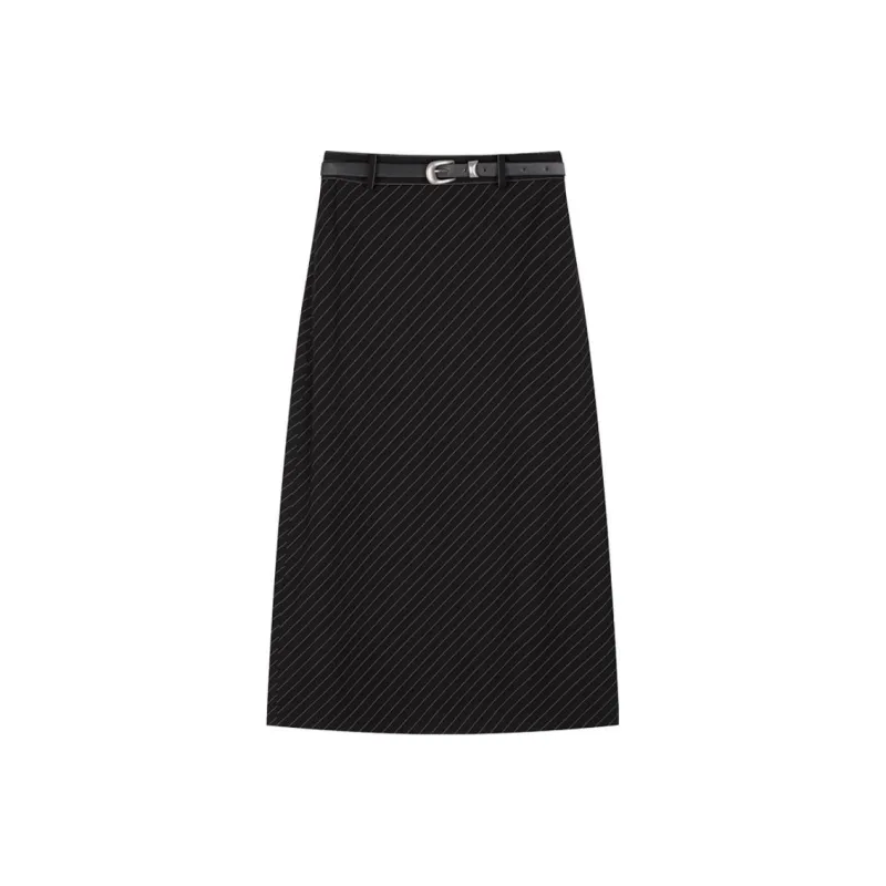 IHIMI Casual Long Skirts Women's Black-0