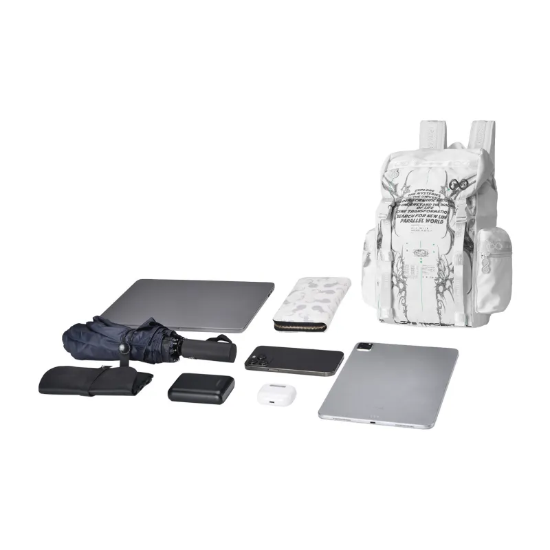 8atheist Polyester Backpack Regular Unisex Silver White-4