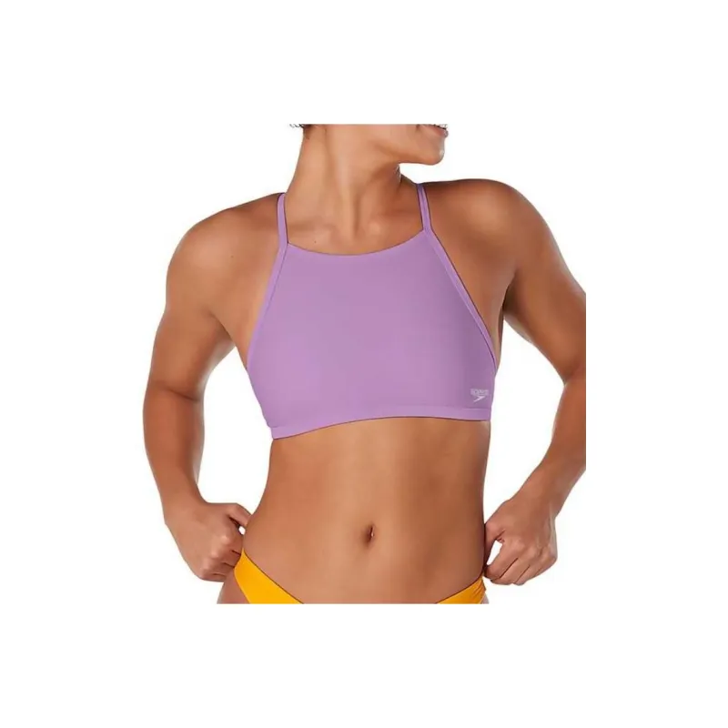 Speedo Solid Double Lace Back Yellow Bikini Women's-6
