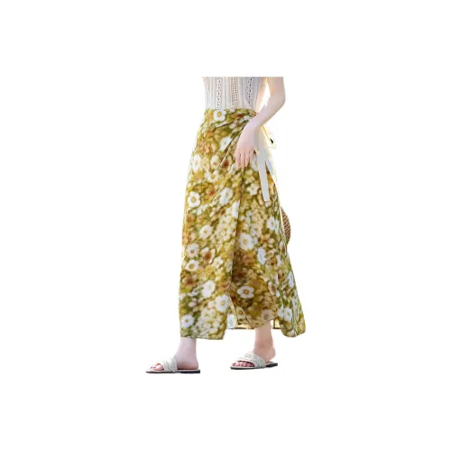 Still Quiet Casual Long Skirt Women's Yellow/Multicolor