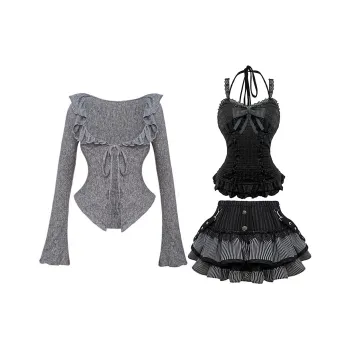 PAZZO Skirt Set Women's Black Gray Color