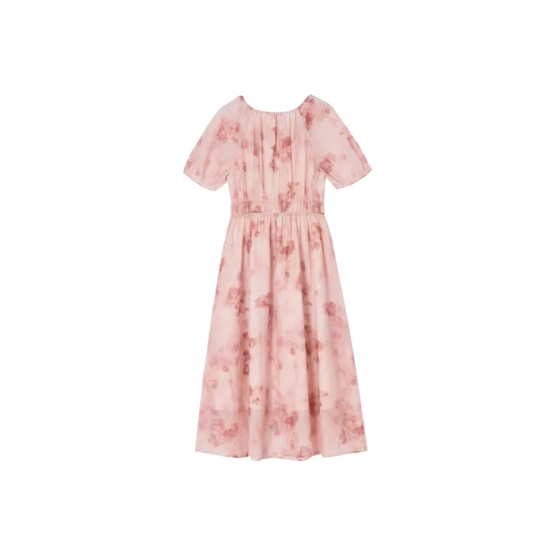 XIANGYING Short Sleeved Dress Women's Light Pink-1
