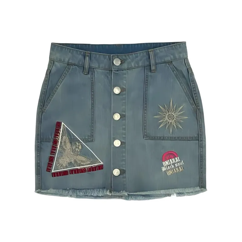 ONIARAI Denim Short Skirts Women's Denim Blue-0