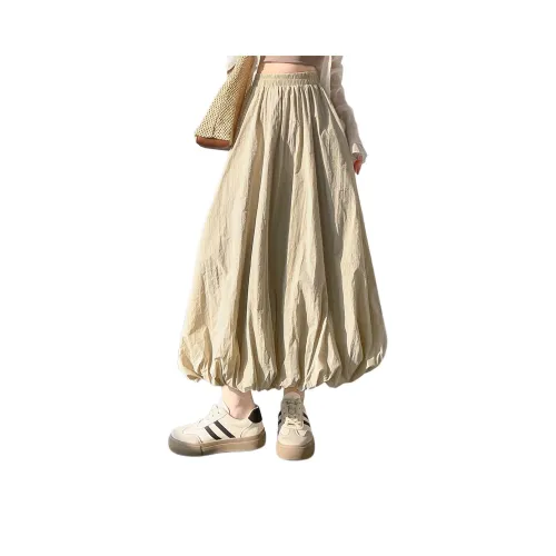 Wbwq Casual Long Skirt Women's Khaki