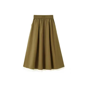 UNIQLO Casual Long Skirts Women's Brown Leaf Yellow