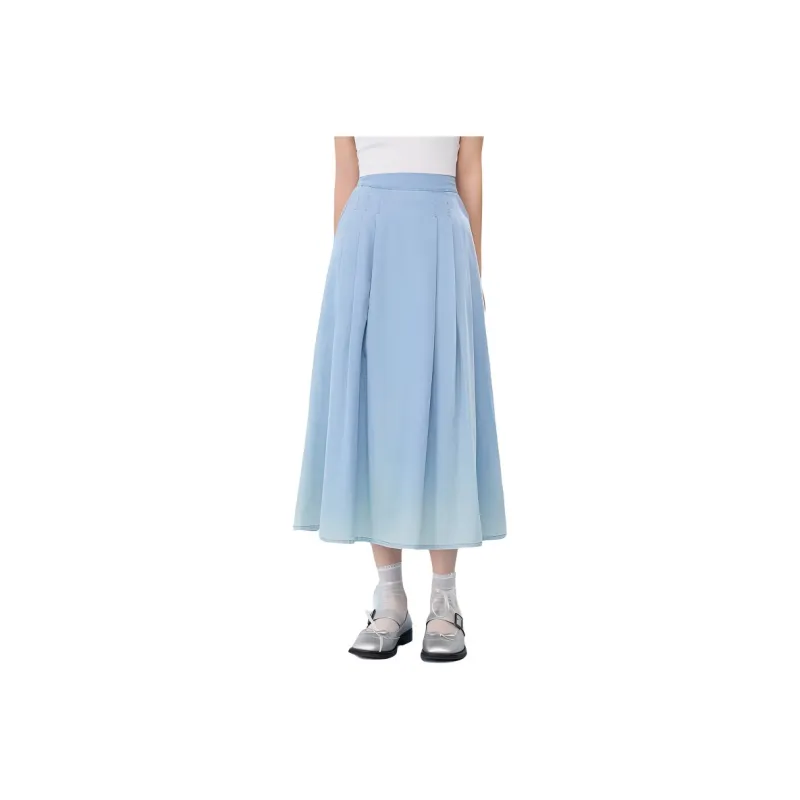 ZIHAN Casual Long Skirt Women's Light Denim Blue-0