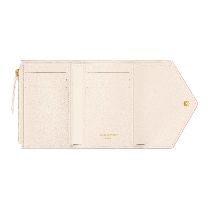 LOUIS VUITTON Victorine Embossed Grain Cow Leather Wallet Women's Pink-3