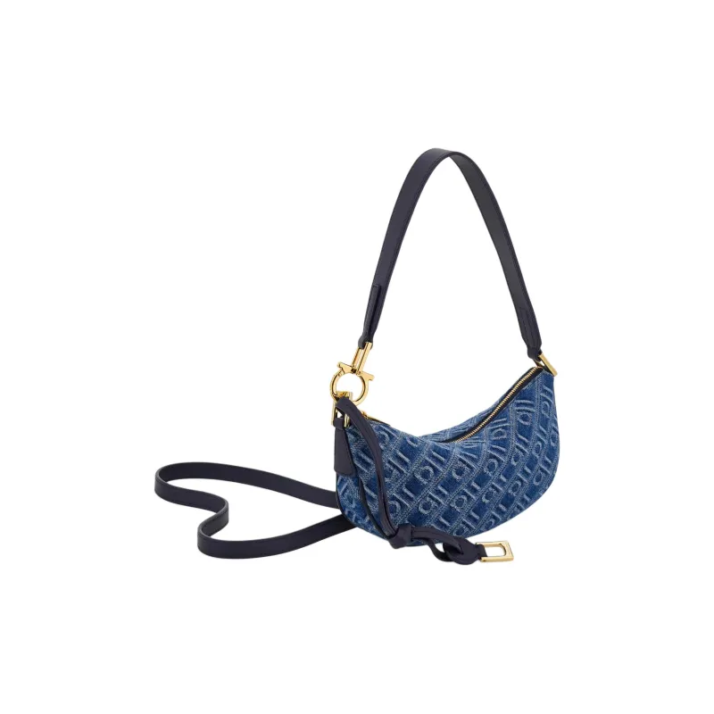 FERRAGAMO Fabric Hobo Bag Shoulder Bag Mini Women's Denim Blue-1