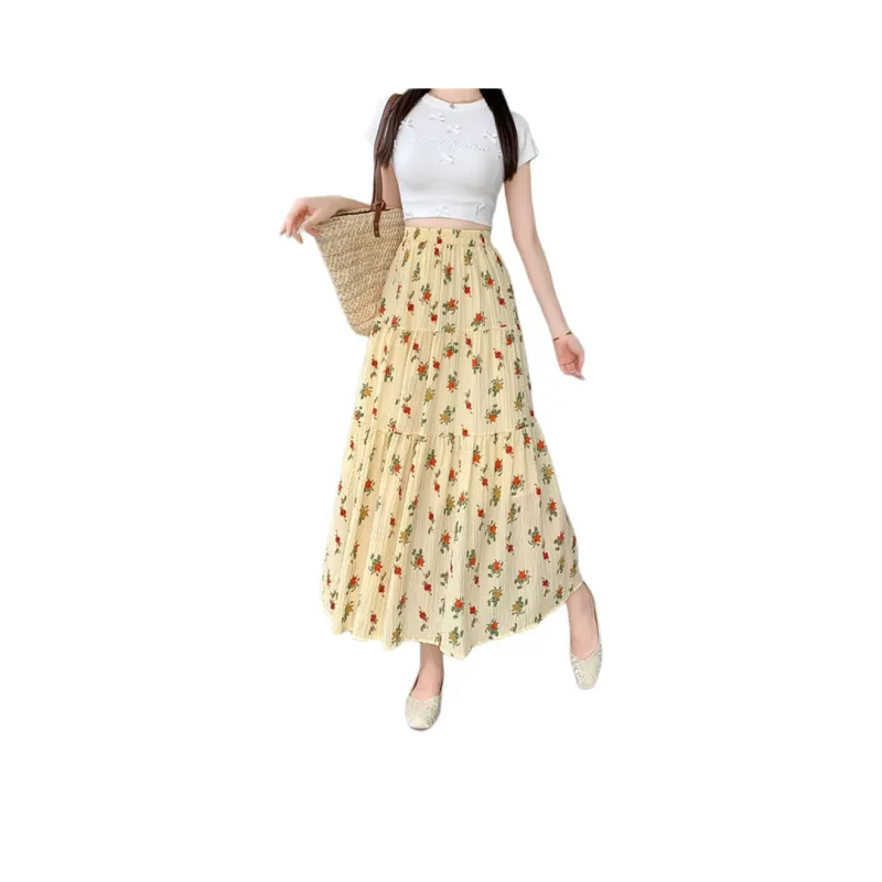 MADALLO Casual Long Skirt Women's Yellow-0