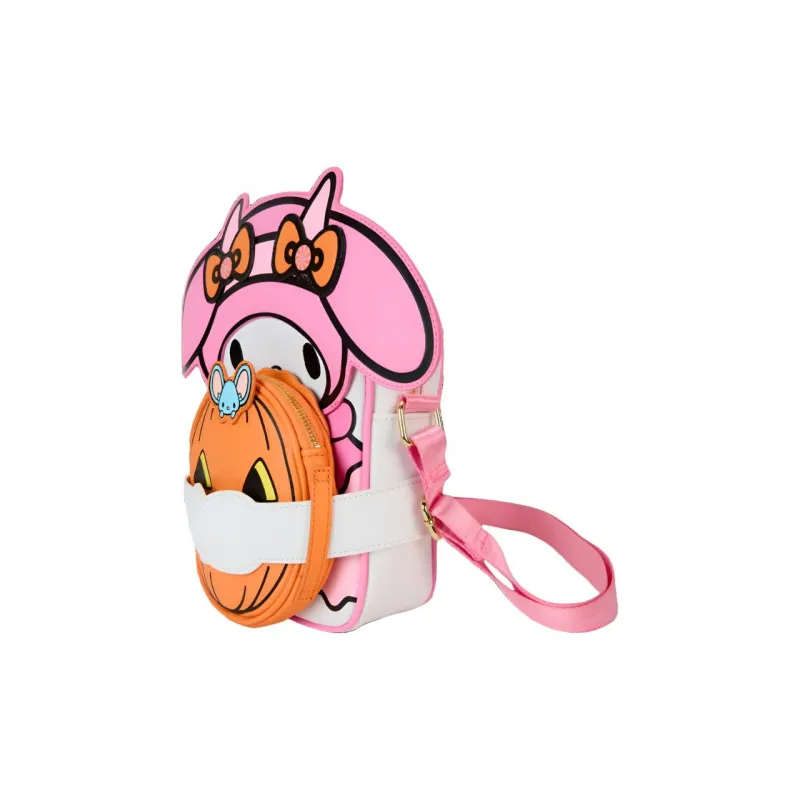 Sanrio Loungefly Pumpkin Polyurethane Shoulder Bag Women's Pink & Orange-3