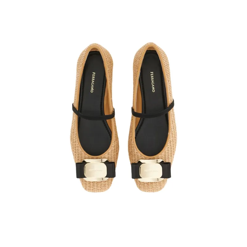 FERRAGAMO Vara Casual Single Shoes Women's Beige-3