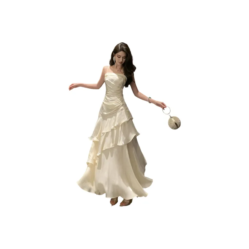 FLIM Slip Dresses Women's Apricot-0
