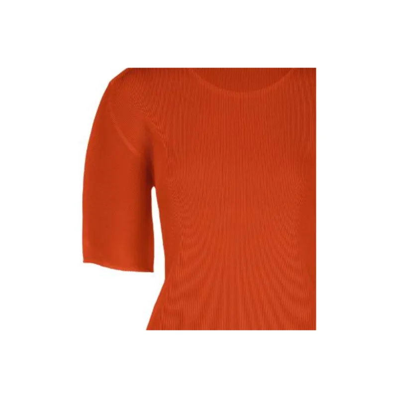 PLEATS PLEASE ISSEY MIYAKE Drop Shoulder Sleeve T Shirt Women's Orange-1