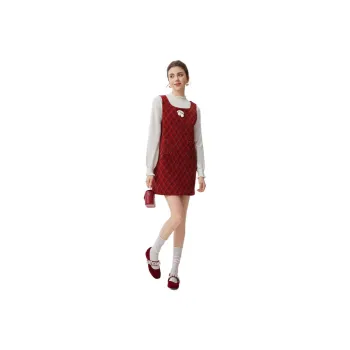 Love To Serve Skirt Set Women's Red Coffee Plaid