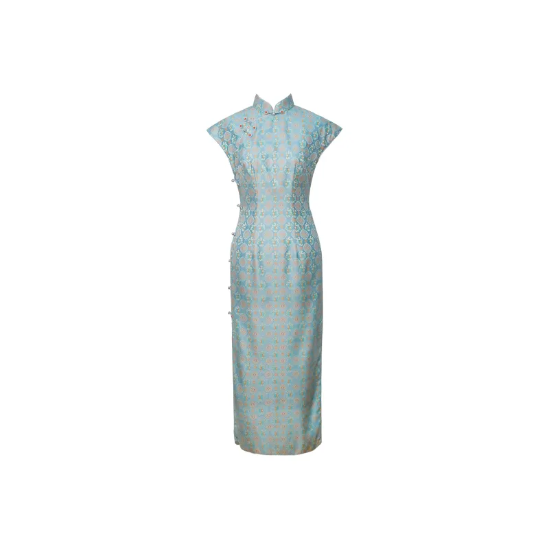 Clothes Cut By Time Cheongsam Women's Light Blue-0