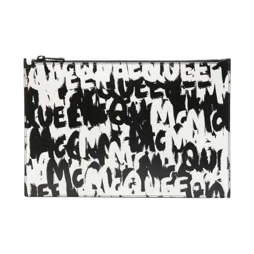 Alexander McQueen Calfskin Clutch Regular Men's Black White