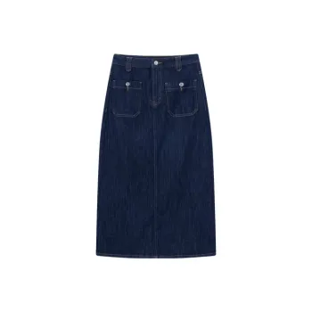 E.land Casual Long Skirt Women's Dark Denim