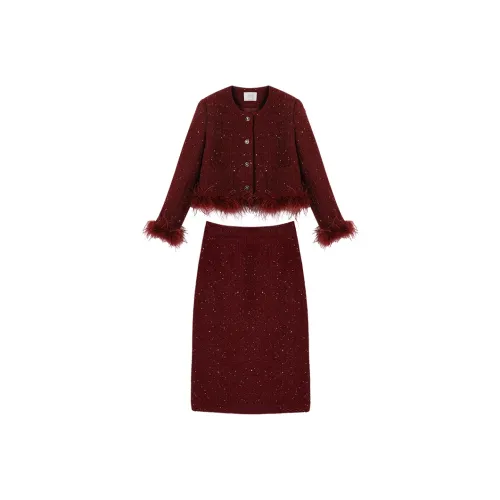 XIANGYING Skirt Set Women's Red