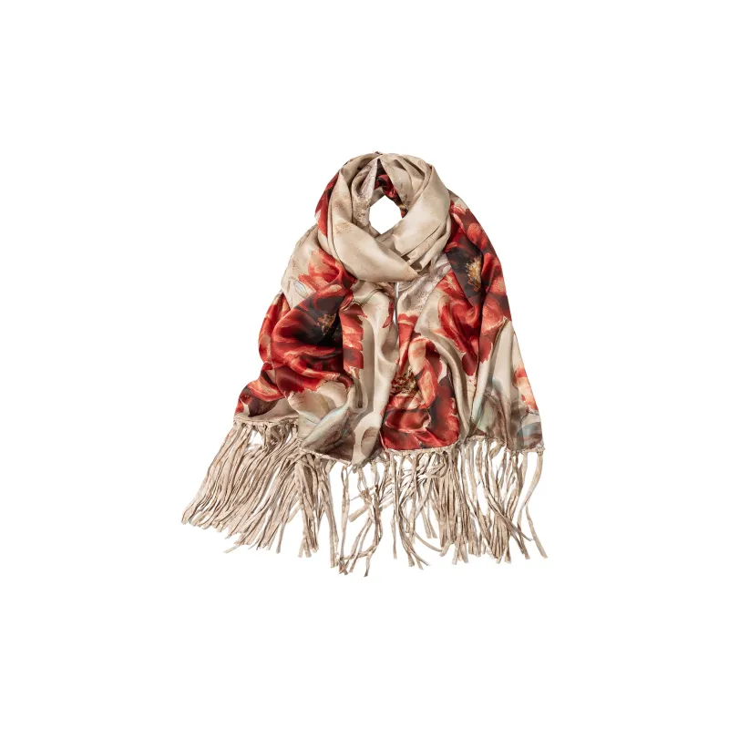 Shanghai Story 100% Mulberry Silk Scarves Women's Luxurious Bloom, Gray Coffee-6