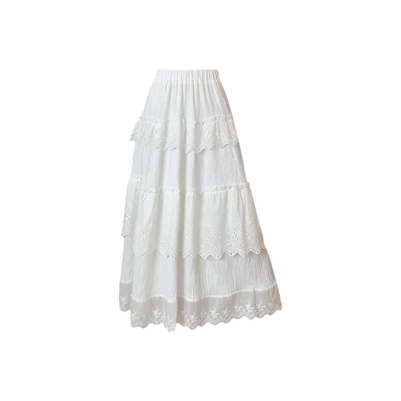 HTHK Casual Long Skirt Women's White-0