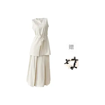 TURN UP Skirt Set Women's Apricot Two Piece Set+Bowknot Hair Tie Comes With