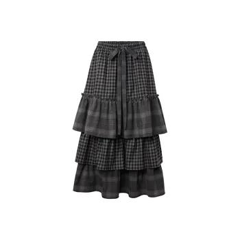 BANDITK GANGN Casual Long Skirt Women's Black Gray
