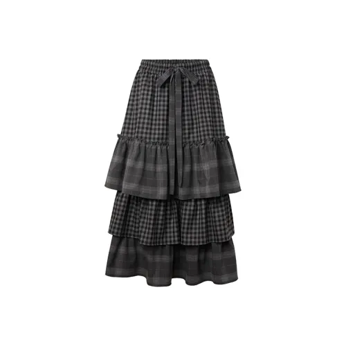 BANDITK GANGN Casual Long Skirt Women's Black Gray