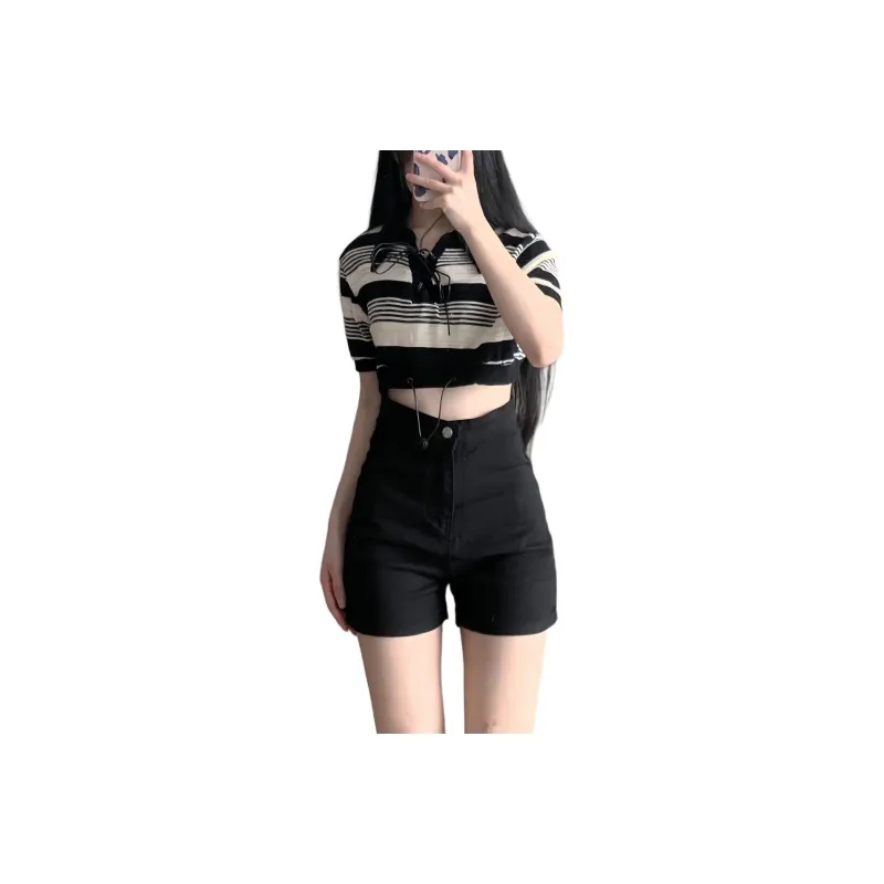 Shuhao Bai Denim Shorts Women's Black-0