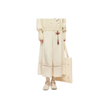 ZIHAN Casual Long Skirts Women's Creamy White