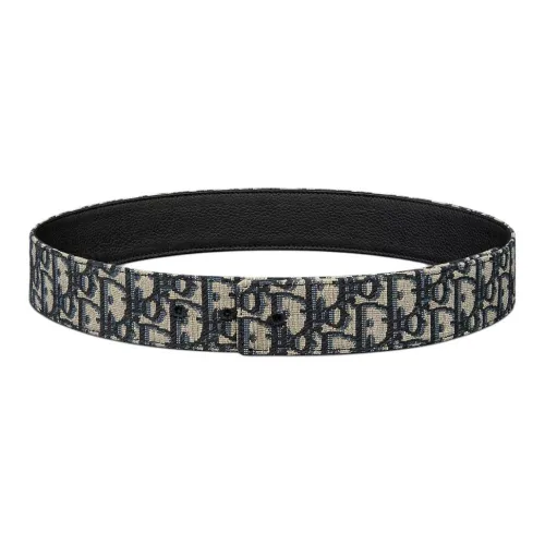 DIOR Cow Leather, Cotton Acrylic, Polyester Leather Belts Unisex Black Width  4CM