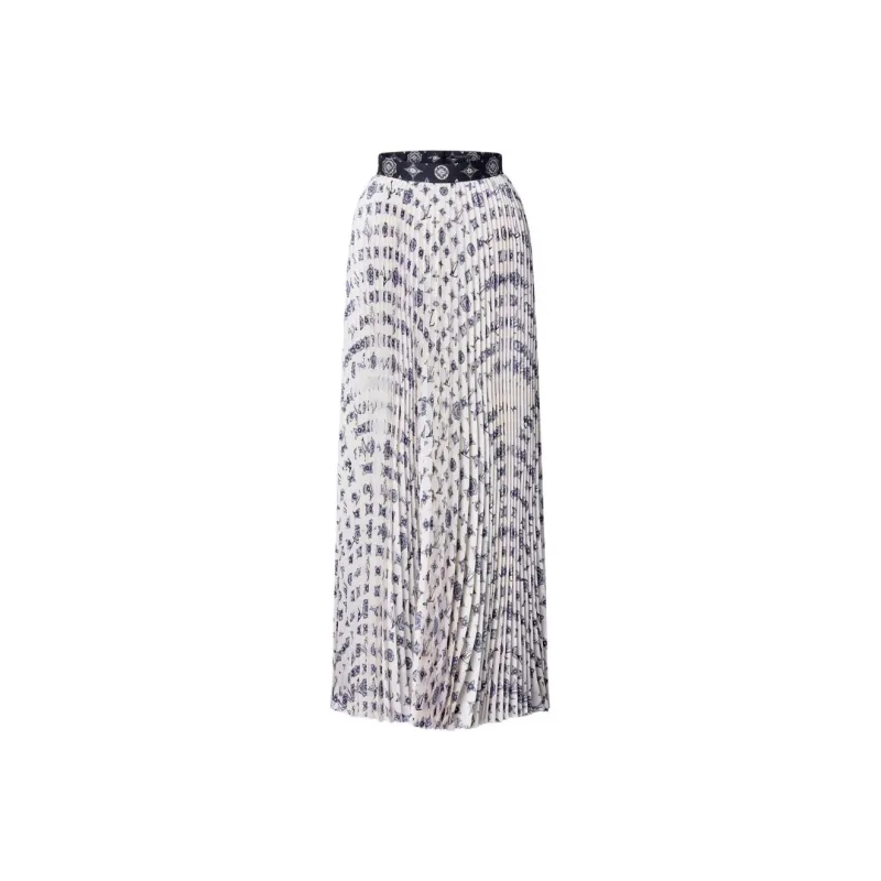 LOUIS VUITTON Monogram Silk Pleated Skirt-0