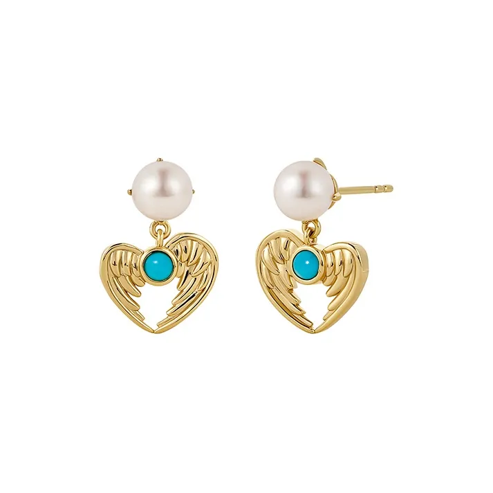 Amber Lollipop Flying Feather Series Pearl Earrings Women's-0