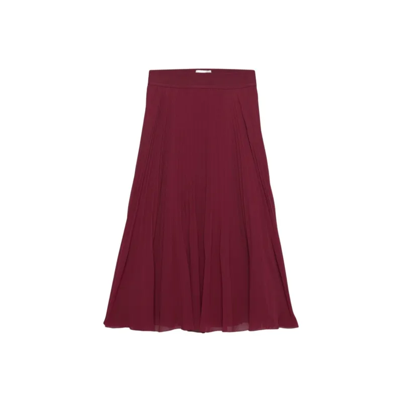 ARITZIA Wilfred New Twirl Pleated Skirt Casual Long Skirts Women's Dark Ruby Red/Deep Gemstone Red-0