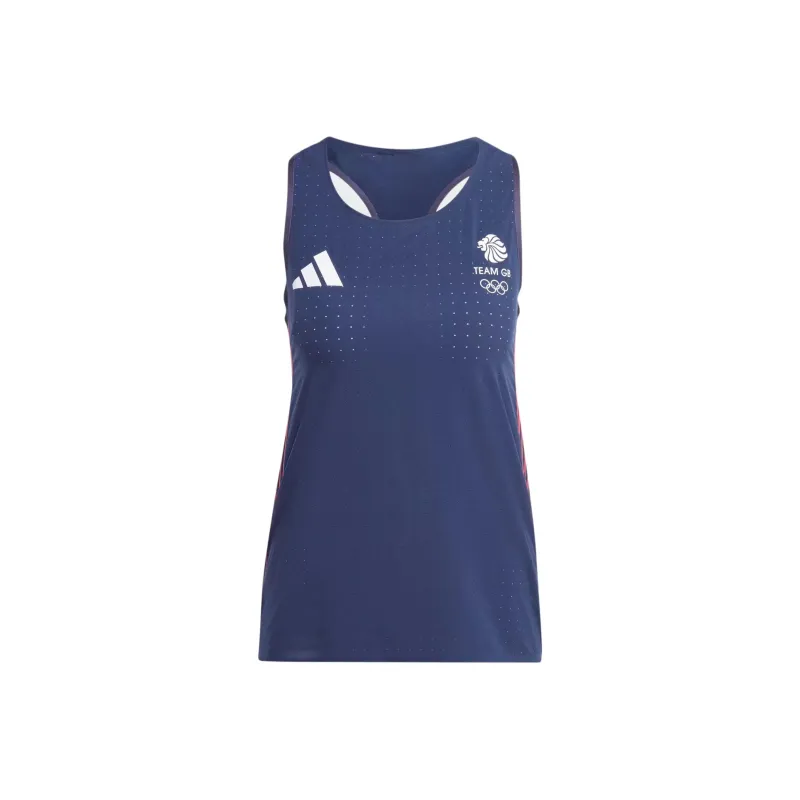 Adidas UK Track Team Olympics Collection Team GB Adizero Running Tank Top Sport Vests Women's Legend Ink-0