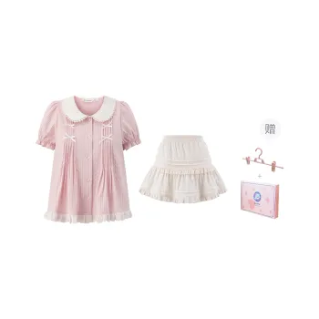 Tokyo Season Skirt Set Women's Two Piece Set Pink+White